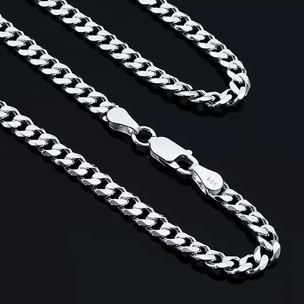 シルバー925 6面カット キヘイチェーン 喜平ネックレス 幅約4.6mm 長さ
