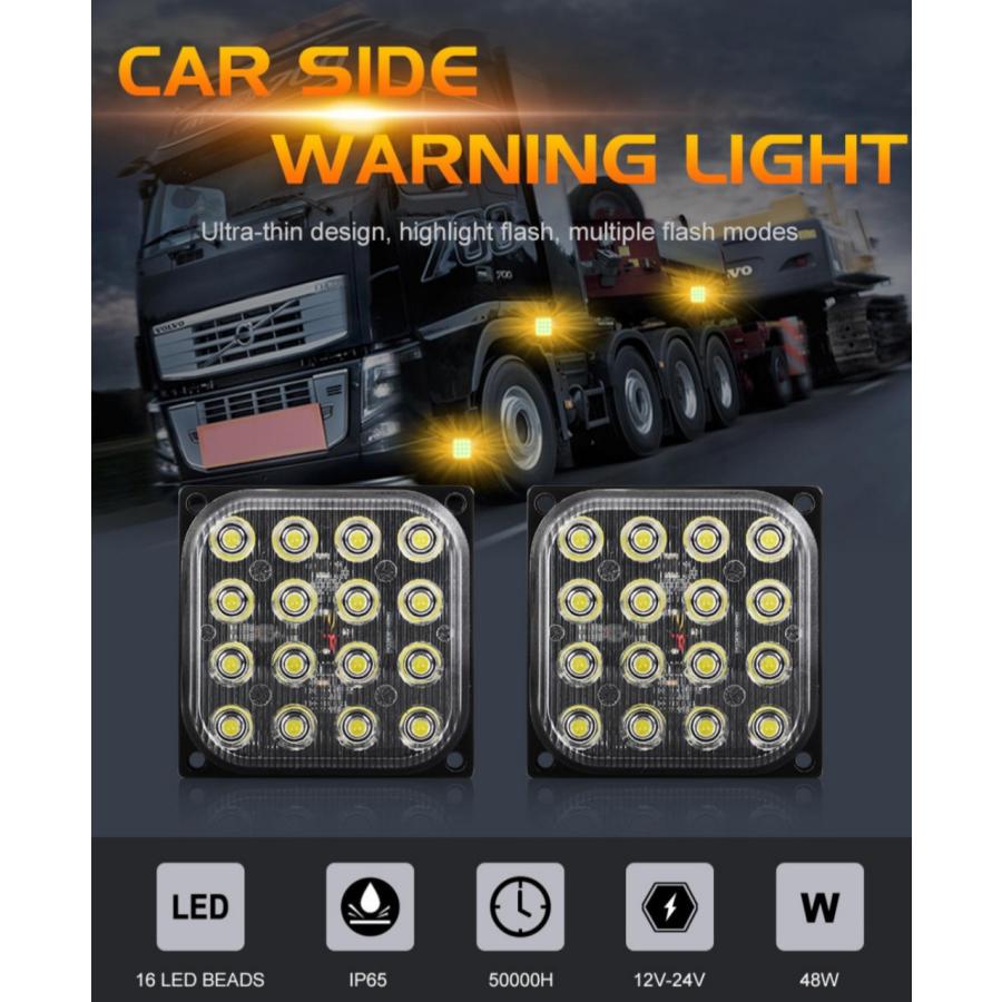 LED ストロボライト デイライト ワークライト ストロボ 切り替え可能 汎用 車用 12V 24V 車 バイク トラック  薄型 2個｜spb｜13