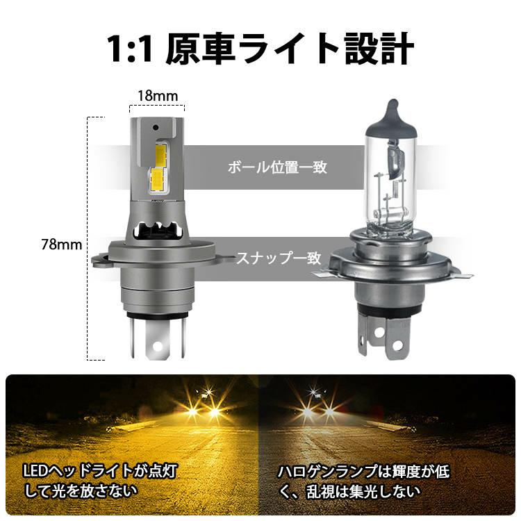 最強 20000LM LED ヘッドライト 2灯セット H4 黄色 イエロー スーパーブライト H4 LED ヘッドライト 明るく濃い イエロー 車 バイク