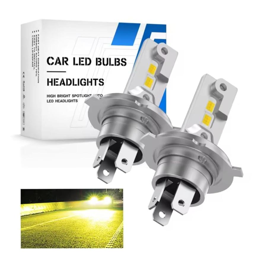 H4 LED ヘッドライト バイク 車 トラック 黄色 イエロー 12V 24V