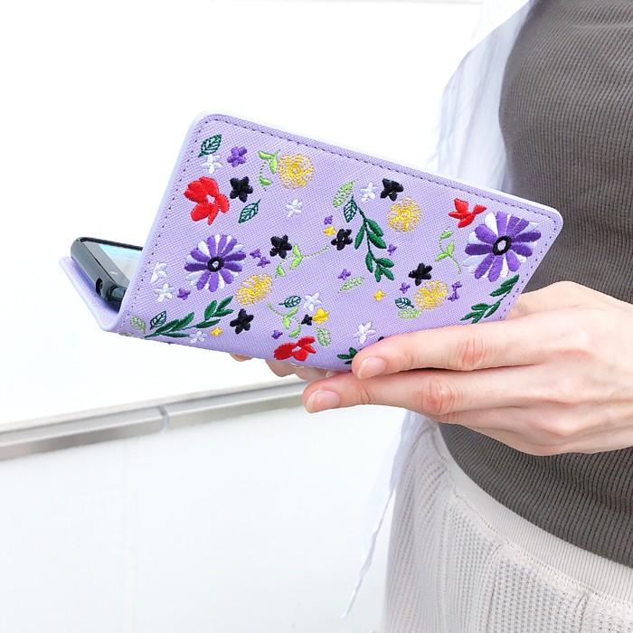 P8lite ケース カバー 手帳 手帳型 P8lite ちょっとヌメ革花刺繍 P8liteケース P8liteカバー P8lite手帳 P8lite手帳型 HUAWEI Huawei ファーウェイ｜spcasekuwashop｜03