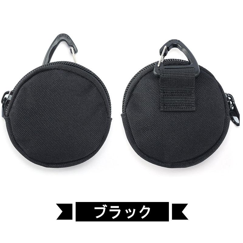 コインケース ミニポーチ 丸型 カラビナ 小物入れ イヤホンケース