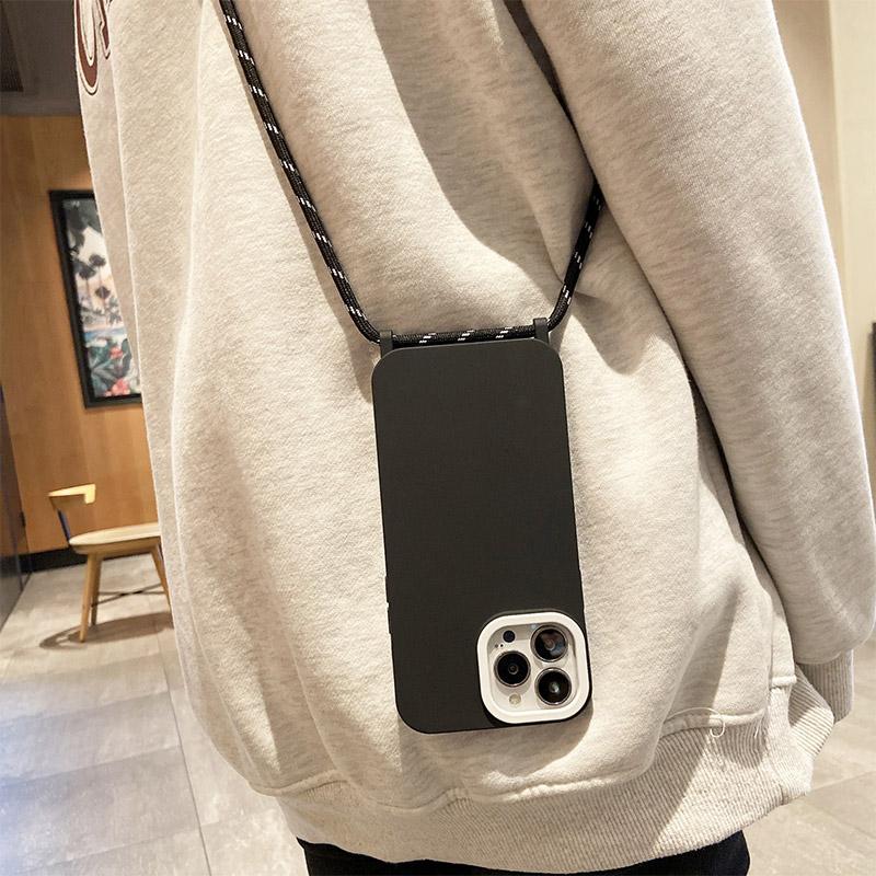 新品動作確認済 iPhone 12本体 64GBブラック 黒 首掛け紐カバー付き iPhone用ケース ショルダーストラップ付き斜め掛け肩掛け iPhone