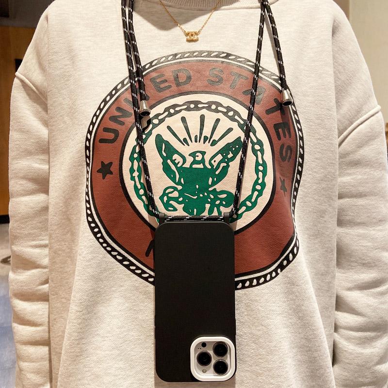 新品動作確認済 iPhone 12本体 64GBブラック 黒 首掛け紐カバー付き iPhone用ケース ショルダーストラップ付き斜め掛け肩掛け iPhone