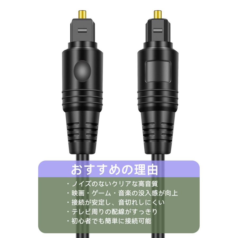 高音質 TOSLINK 光デジタルオーディオケーブル S/PDIF対応 Dolby 5.1