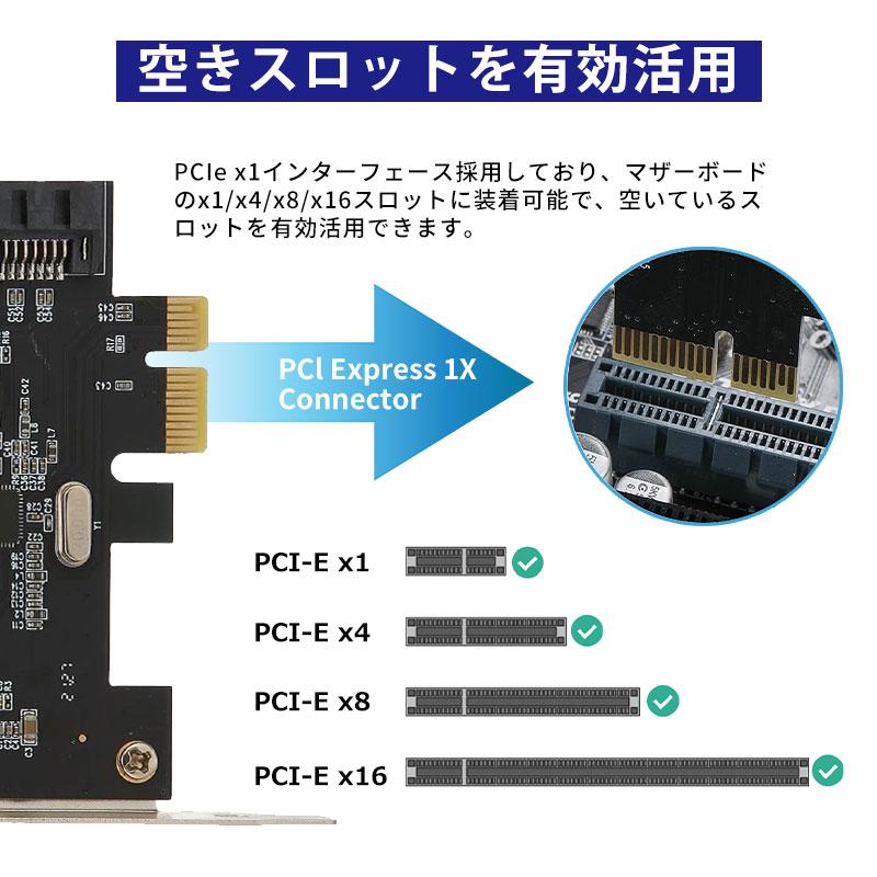 SATA 2ポート増設 PCI Expressインターフェースカード PCIe SATA拡張