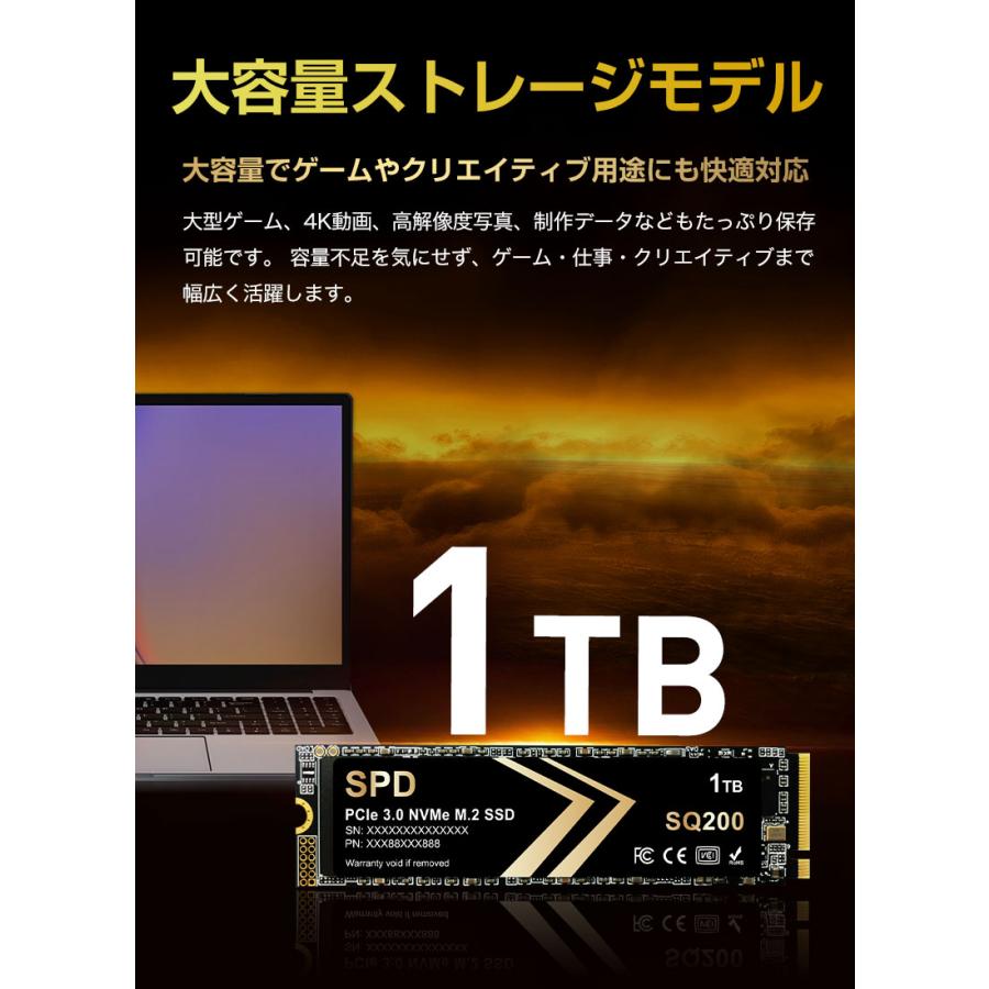 SPD ポイント2倍 SPD SSD 1TB M.2 2280 PCIe 3.0 NVMe R: 3300MB/s 3D