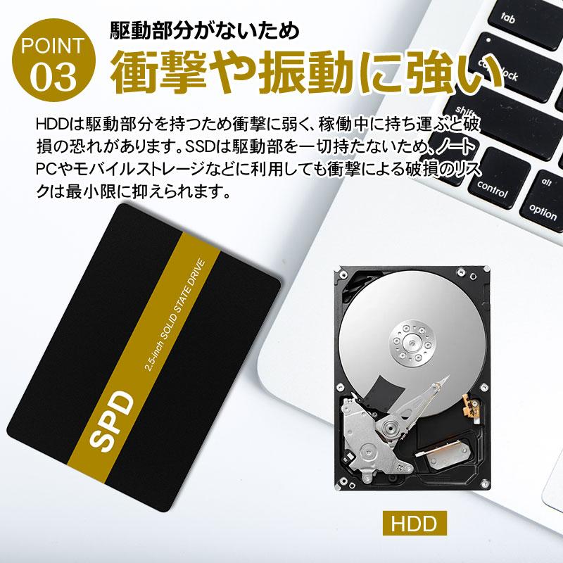 SPD SSD 256GB 2.5インチ 7mm 内蔵型SSD SATAIII 6Gb/s 520MB/s 3D NAND採用 堅牢・軽量なアルミ製筐体 国内3年保証 翌日配達送料無料｜spd-shop｜09