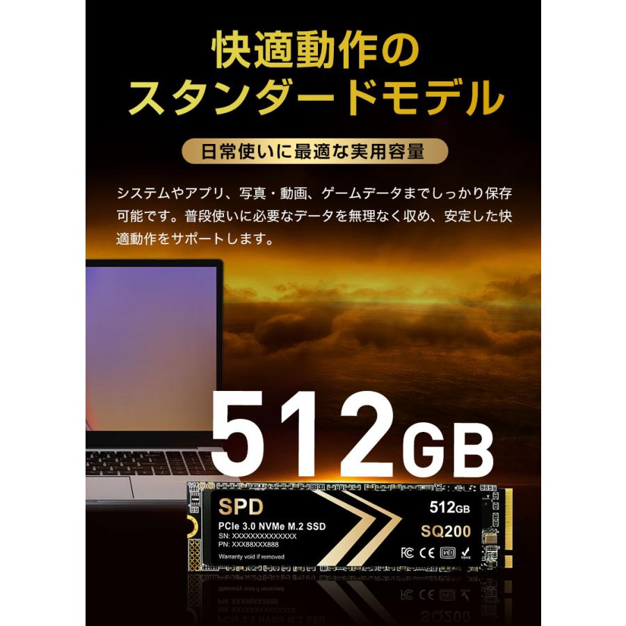 SPD ポイント2倍 SPD SSD 512GB M.2 2280 PCIe 3.0 NVMe R: 3300MB/s W