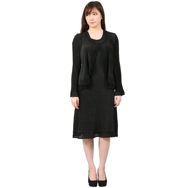 シャトルプリーツ ワンピース スーツ 2点セット レディース ブラック