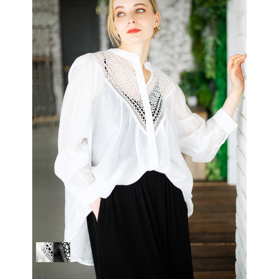 SPECCHIO（スペッチオ） レース ブラウス ロングシャツ シャツ 
