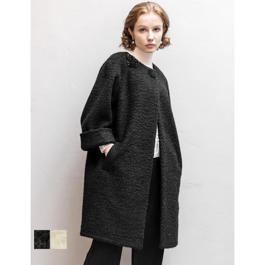 SPECCHIO 公式店 スペッチオ ノーカラー ロング コート レディース 