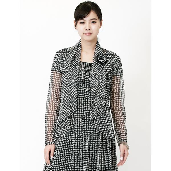 SPECCHIO（スペッチオ） 千鳥格子プリント ロング ジャケット