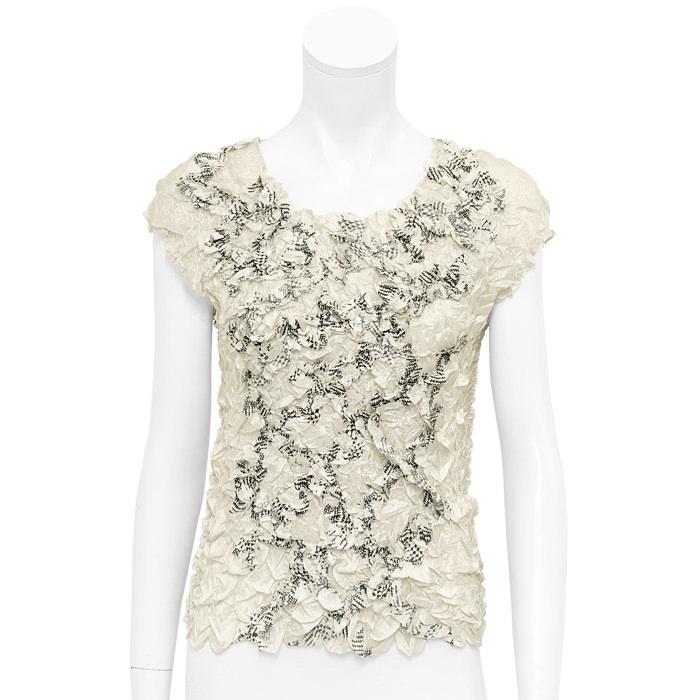 SPECCHIO（スペッチオ） Gプリーツ スパンコール ビーズ刺繍 半袖