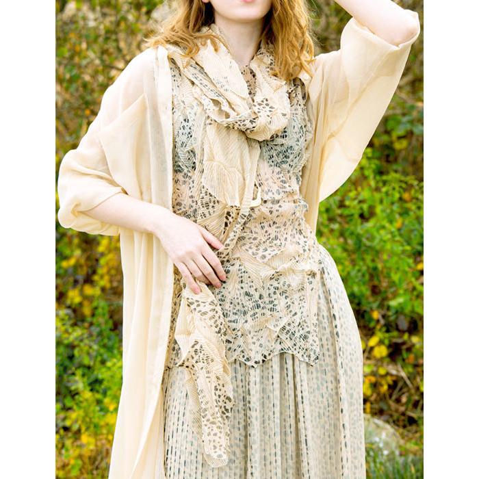 シフォン ブラウス シャツ ハンドプリーツ アニマルプリント ダルメシアン柄 レディース ノースリーブ 洗える 40代 50代 60代 Specchio スペッチオ 毎日続々入荷