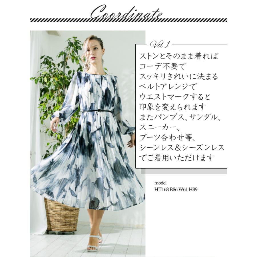 SPECCHIO（スペッチオ） 公式店 プリーツ シフォン ワンピース 長袖