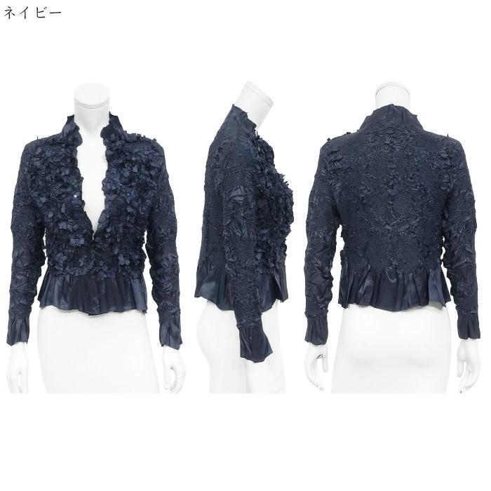 SPECCHIO（スペッチオ） 公式店 華やか プリーツ ボレロ 長袖 ネイビー