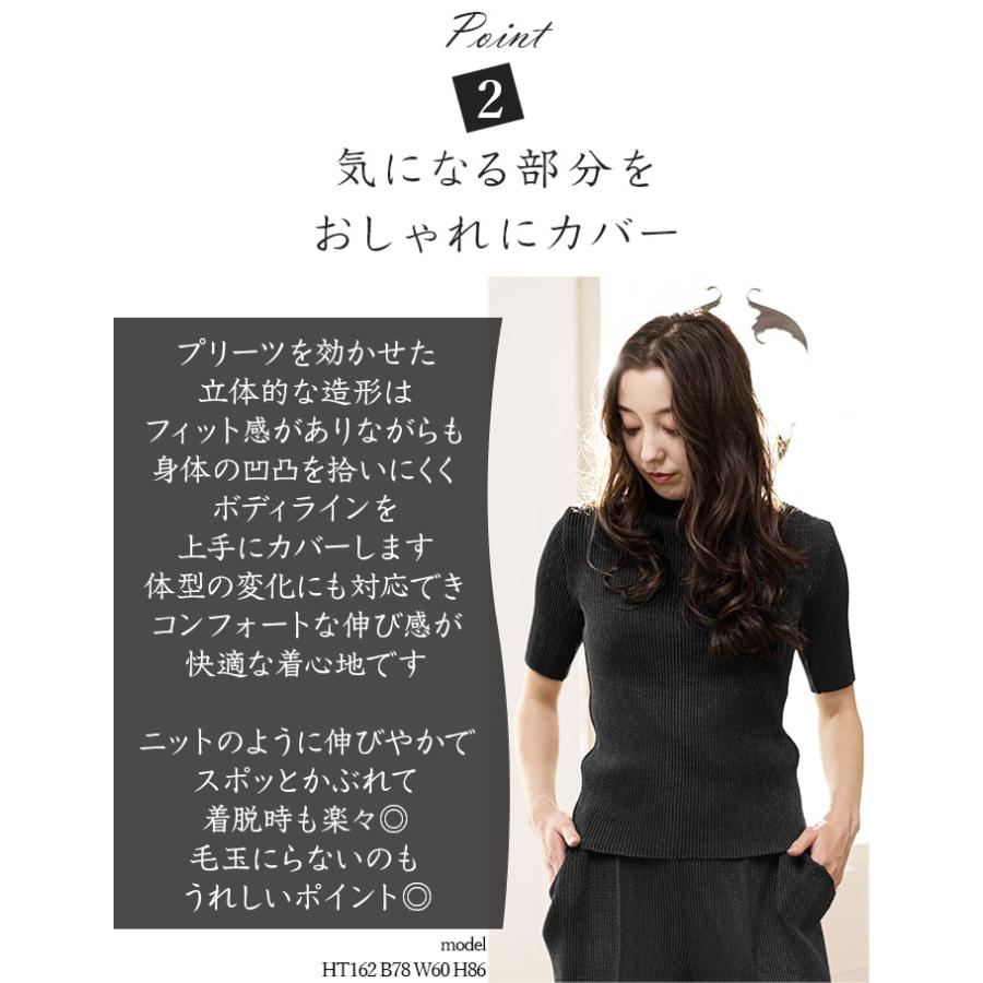 SPECCHIO（スペッチオ） 公式店 五分袖 プリーツ ブラウス ハイネック