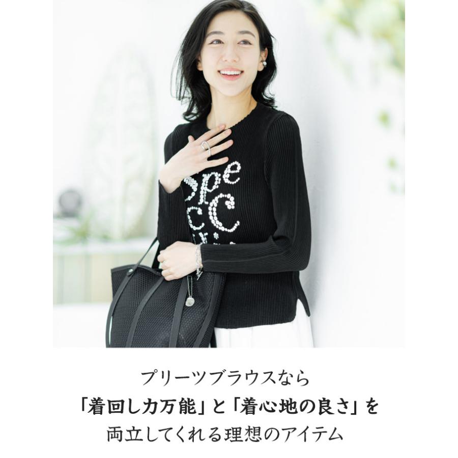 お値下げ　新品未使用　レディース　トップス　SPECCHIO プリーツ　紺 SPECCHIO（スペッチオ） 公式店 プリーツ ブラウス レディース