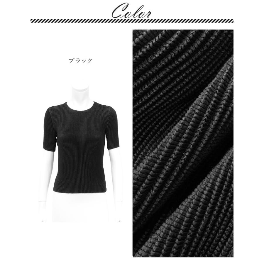 SPECCHIO 公式店 スペッチオ 五分袖 ブラウス プリーツ Tシャツ レディース 半袖 体型カバー フォーマル きれいめ おしゃれ 大きいサイズ 速乾 ノーアイロンの画像