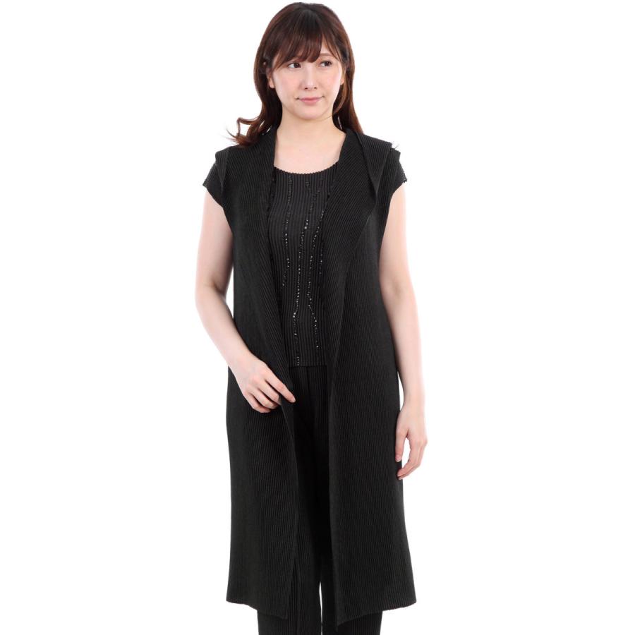 SPECCHIO（スペッチオ） シャトルプリーツ フード付き ロング ベスト