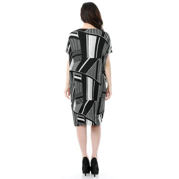 シャトルプリーツ 半袖 ゆったり ワンピース モノトーン 幾何学 プリント Specchio スペッチオ 491 509 59 Specchio Pleats 通販 Yahoo ショッピング