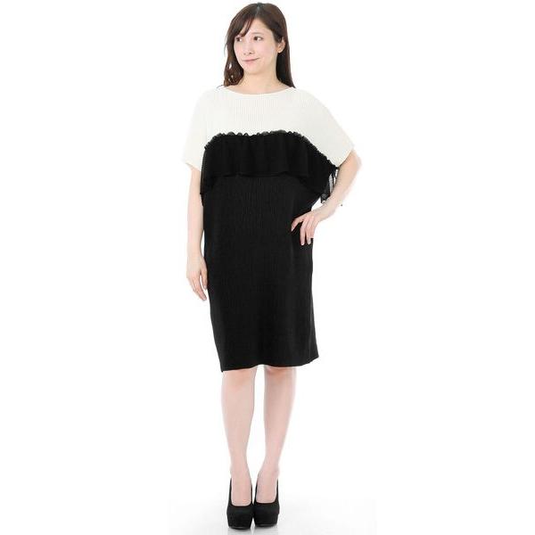 レビューで送料無料 シャトルプリーツ ラッフル ワンピース バイカラー オフホワイト ブラック Specchio スペッチオ ランキング受賞 Staging Skylanceronline Com