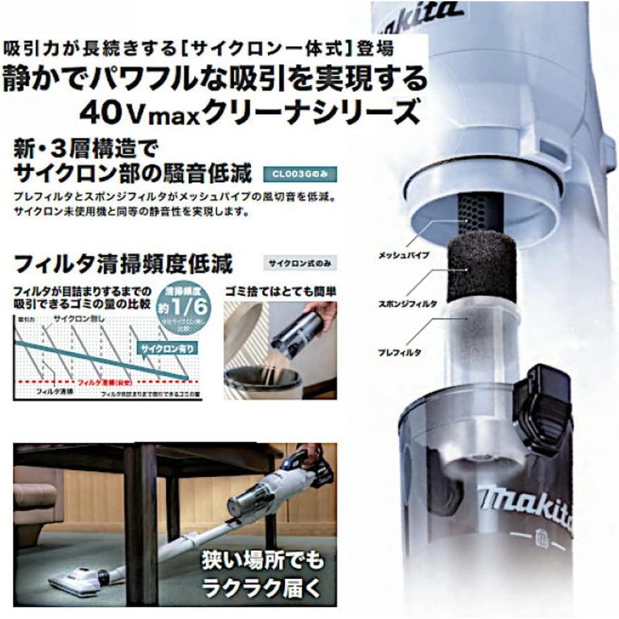 マキタ（makita） CL003GRDW 充電式クリーナー サイクロン一体式