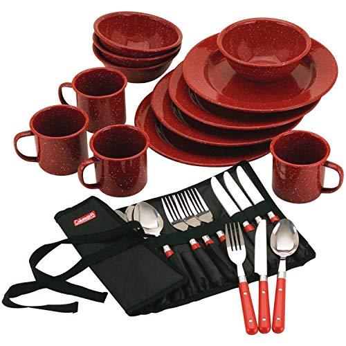 C0lemanC0leman Speckled Enamelware テーブルウェアセット Dining Kit Red 並行輸入品 並行輸入