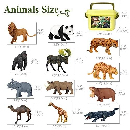 サファリ動物のおもちゃのフィギュア 12 Pcsの現実的なジャンボ野生のジャングルの動物の置物 ライオン 象 キリン 子供のためのプラス 並行輸入 その他 おすすめ Themtransit Com