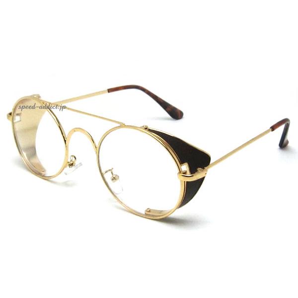 30's STYLE 可変式 SIDE COVER ROUND SUNGLASS GOLD × CLEAR/サイド