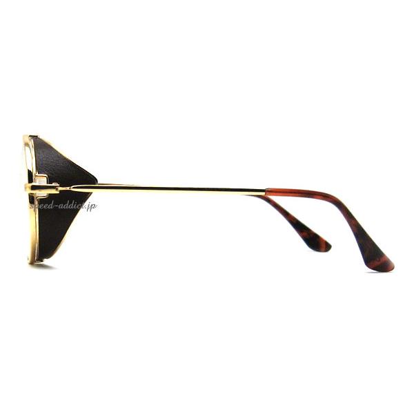 30's STYLE 可変式 SIDE COVER ROUND SUNGLASS GOLD × CLEAR/サイド