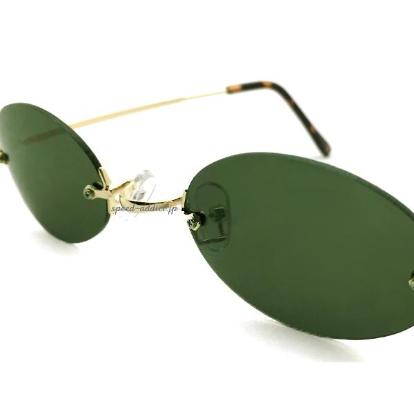 TWO POINT RIMLESS OVAL SUNGLASS GOLD × DARK GREEN/ツーポイント