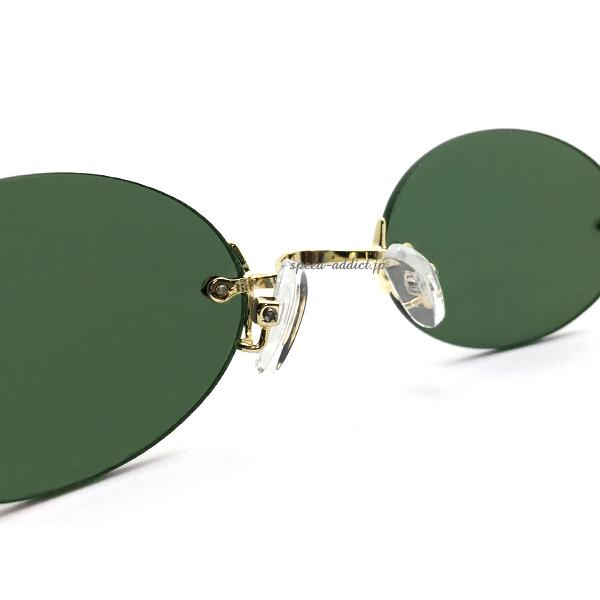 TWO POINT RIMLESS OVAL SUNGLASS GOLD × DARK GREEN/ツーポイント