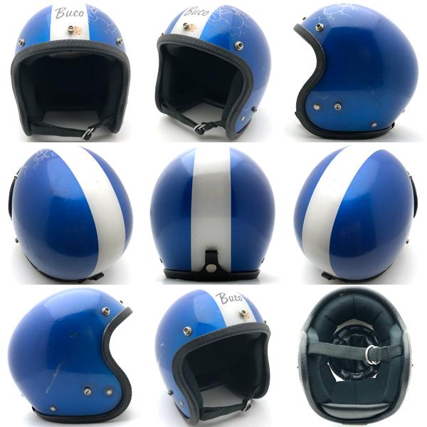 Buco ジェットヘルメット 70's BLUE 吸取れ LINE1976 ヴィンテージ Buco ジェットヘルメット 70's BLUE 吸取れ LINE1976 ヴィンテージ
