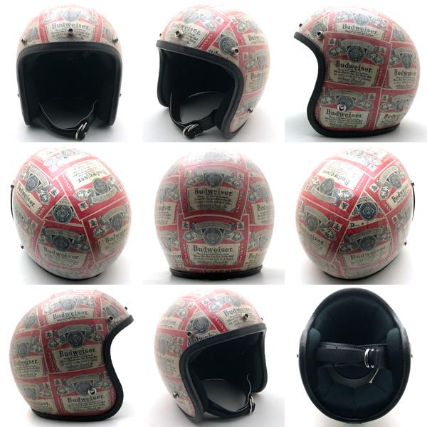 Budweiserビンテージヘルメット Vintage Budweiser Beer Bobber Motorcycle Helmet Pro-Tec