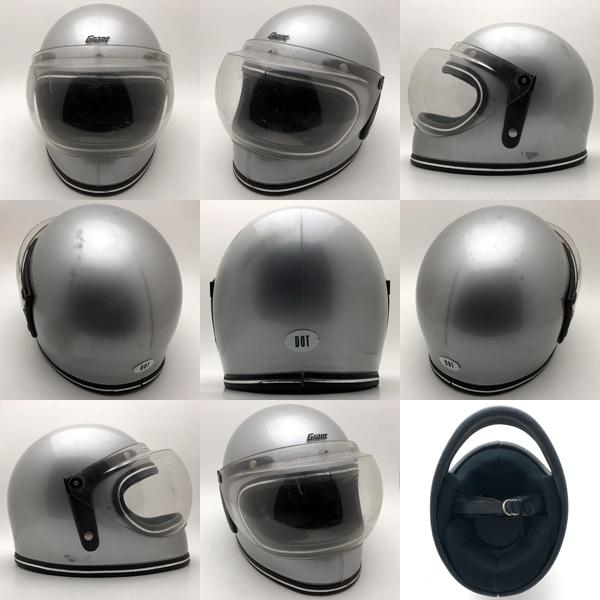 Grant ヴィンテージヘルメット シルバー 送料無料 可変式純正シールド付 GRANT SILVER METALLIC 59cm