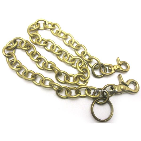 真鍮無垢（鋳物）DOUBLE CLIP WALLET CHAIN アズキ/小豆金ゴールドダブルクリップウォレットチェーンバイカーウォレット長