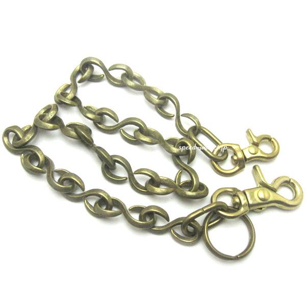 真鍮無垢（鋳物）DOUBLE CLIP WALLET CHAIN S字大/ゴールドダブルクリップウォレットチェーンバイカーウォレット長財布
