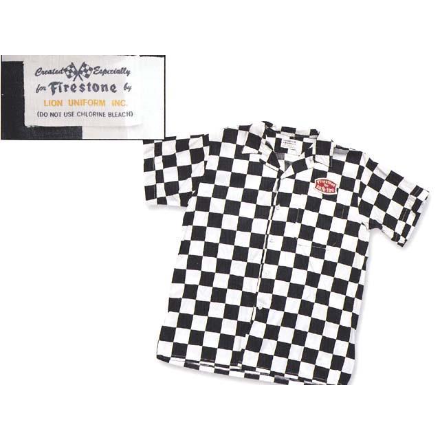 CHECKER SHIRT S/S M/白黒市松模様格子柄チェックチェッカーフラッグ