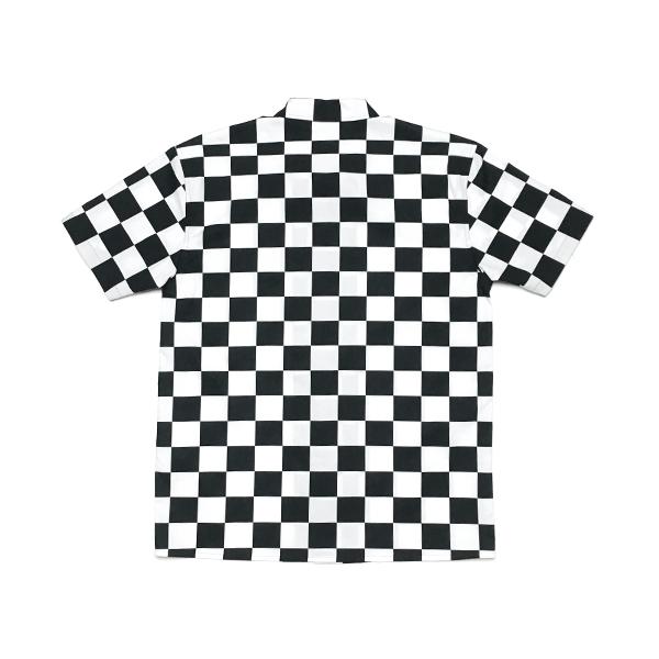 CHECKER SHIRT S/S M/白黒市松模様格子柄チェックチェッカーフラッグ