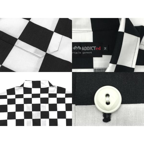 CHECKER SHIRT S/S M/白黒市松模様格子柄チェックチェッカーフラッグ