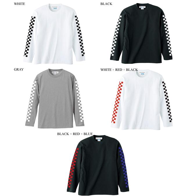 袖CHECKER L/S T-shirt BK×RD×BL S/チェッカーフラッグ長袖t