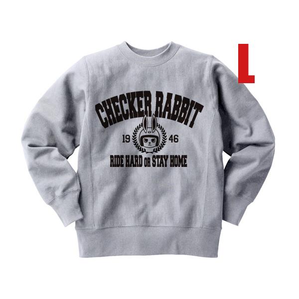 リバース縫製 サイドリブ CHECKER RABBIT COLLEGE LOGO GRAY L/ビンテージスウェットチャンピオンラビット ...