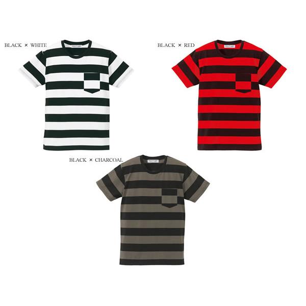 PRISONER BORDER POCKET T-shirt BLACK×RED/プリズナーボーダーポケット付きしましまアメカジプリズン囚人服カートコバーンオートバイ｜speed-addict｜02