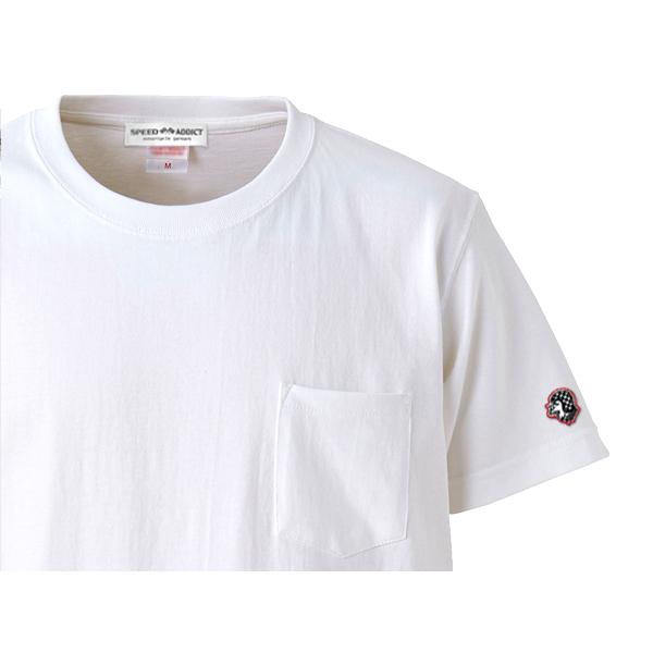 SUPER HEAVY WEIGHT スSPEED ADDICT TRADE MARK POCKET T-shirt WHITE M/厚手生地無地ポケtee刺繍ワッペンhanes beefyヘインズビーフィー｜speed-addict｜03