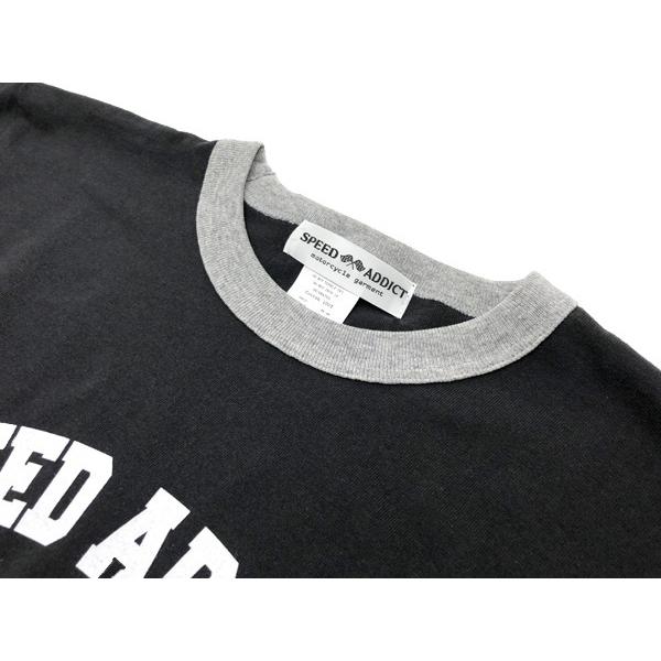 SPEED ADDICT 819 COLLEGE LOGO Ringer T-shirt BLACK × GRAY L/リンガーtシャツchampionチャンピオンリバースウィーブsweatスウェットusa｜speed-addict｜02