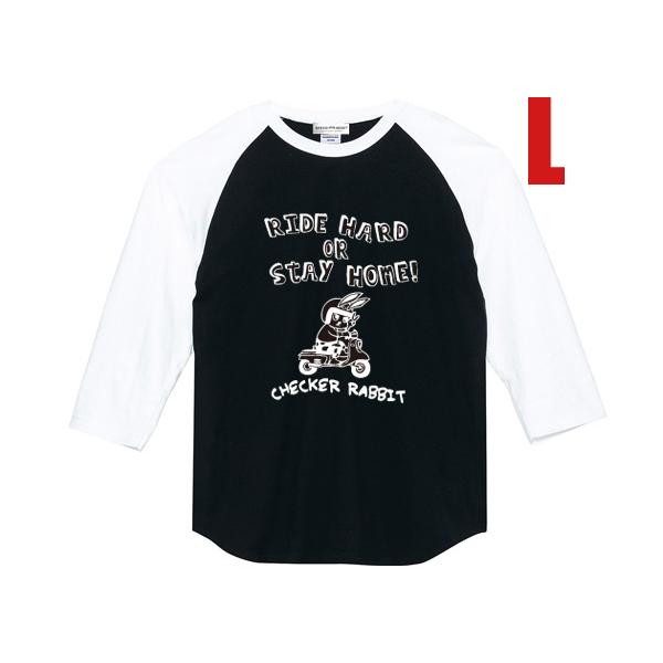 CHECKER RABBIT Raglan 3/4 Sleeves T-shirt BLACK × WHITE L/ラグラン 