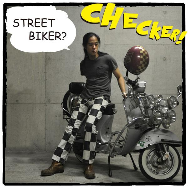 CHECKER PANTS WHITE × BLACK/チェッカーパンツchecker flag