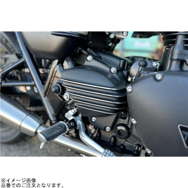 Motone モートーン MMU088 スプロケットカバー リブ ブラック/ポリッシュ T100/T120 SpeedTwin900 Scrambler900の画像